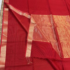 Mohini 2x2 Check Saree with Golden Zari Border