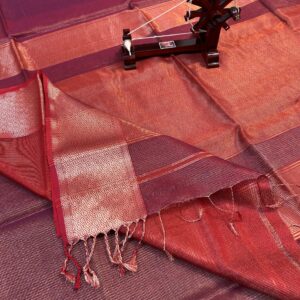 Maheshwari Handloom Tissue Saree with Diamond Zari Border