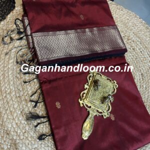 Maheshwari Handloom Mulberry Silk Saree Mehroon