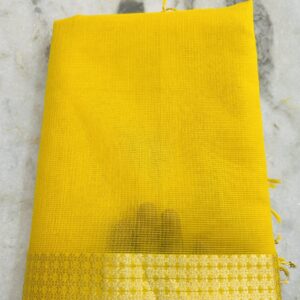 Mohini 2x2 Check Saree with Golden Zari Border