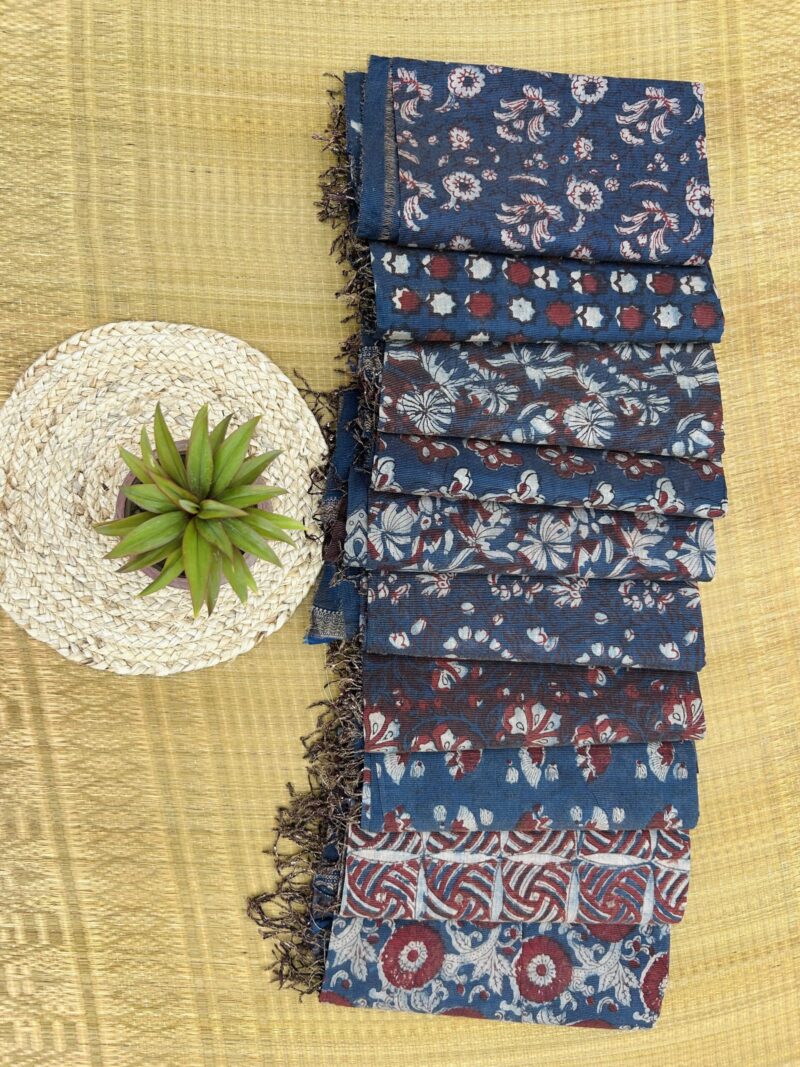 Maheshwari Handloom Indigo Dabu Block Print Top Dupatta | Natural Dyed Fabric Set