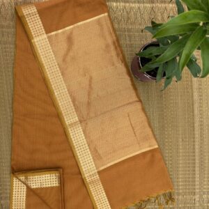 Mohini 2×2 Check Saree with Golden Zari Border
