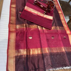 Maheshwari Silk Jari Border Half Coin Buti Top Duptta