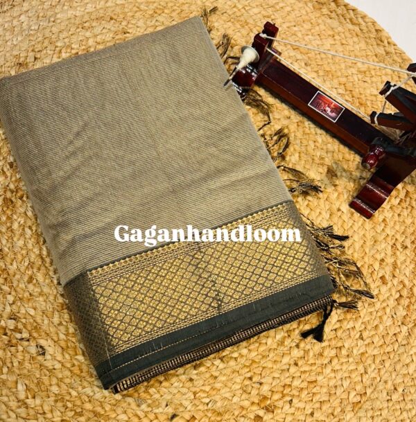 Maheshwari Handloom Tissue Saree with Ruiful Zari Border