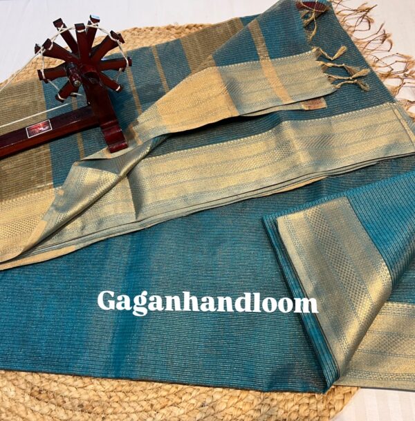 Maheshwari Handloom Tissue Saree with Duble Jari Border