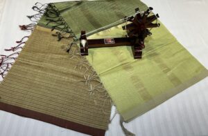 Authentic Maheshwari Silk by Cotton Dupatta – Handwoven Elegance from Maheshwar