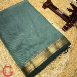 Maheshwari Handloom Silk by Cotton Small Checks Saree with Jik Jek Border