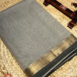 Maheshwari Handloom Silk by Cotton Small Checks Saree with Jik Jek Border