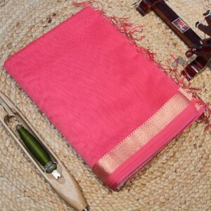 Maheshwari Handloom Silk by Cotton Saree with Kosa Silk Pallu