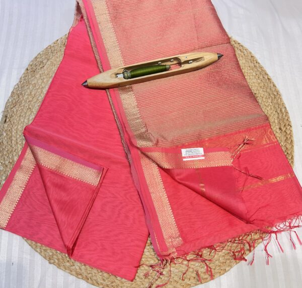 Maheshwari Handloom Silk by Cotton Saree with Kosa Silk Pallu