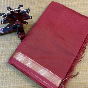 Maheshwari Handloom Silk by Cotton Saree with Kosa Silk Pallu