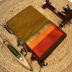 Maheshwari Temple Thread Border Mustard