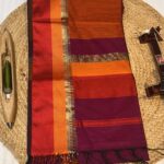 Maheshwari Handloom Temple Thread Border Saree – Pure Silk by Cotton PURPLE