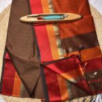 Maheshwari Handloom Temple Thread Border Saree – Pure Silk by Cotton