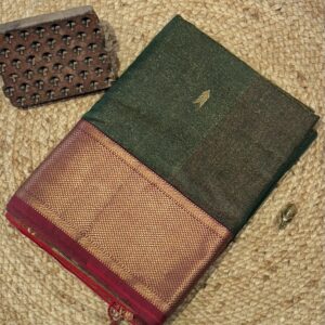 Maheshwari Handloom Silk by Cotton Tissue Buti Work Saree | Traditional Jari Border | Authentic Handwoven | Gagan Handloom