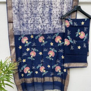 Maheshwari Handloom Batiq Indo Asian Print Top Dupatta