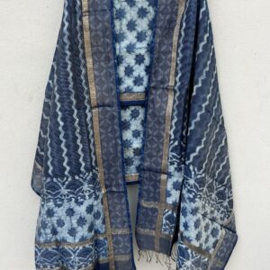 Maheshwari Handloom Indigo Dabu Block Print Top Dupatta | Natural Dyed Fabric