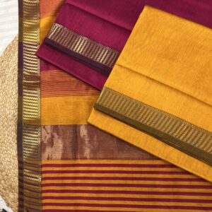 Maheshwari Silk Cotton 3 Piece Suit Set