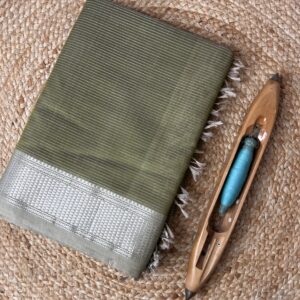 Maheshwari Handloom Silver Chatai M. Rasta Saree