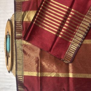 Maheshwari Traditional Jari Strips Top–Dupatta