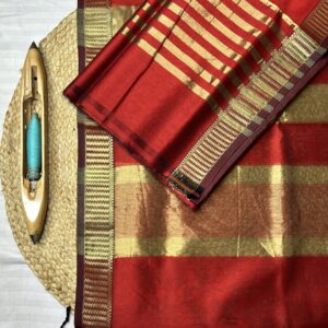 Maheshwari Traditional Jari Strips Top–Dupatta