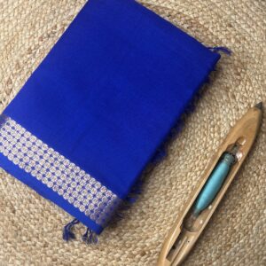 Maheshwari Handloom Silver Chatai M. Rasta Saree