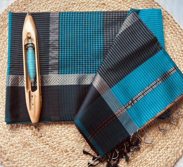 Maheshwari Resham + Silver Rassa Border Saree