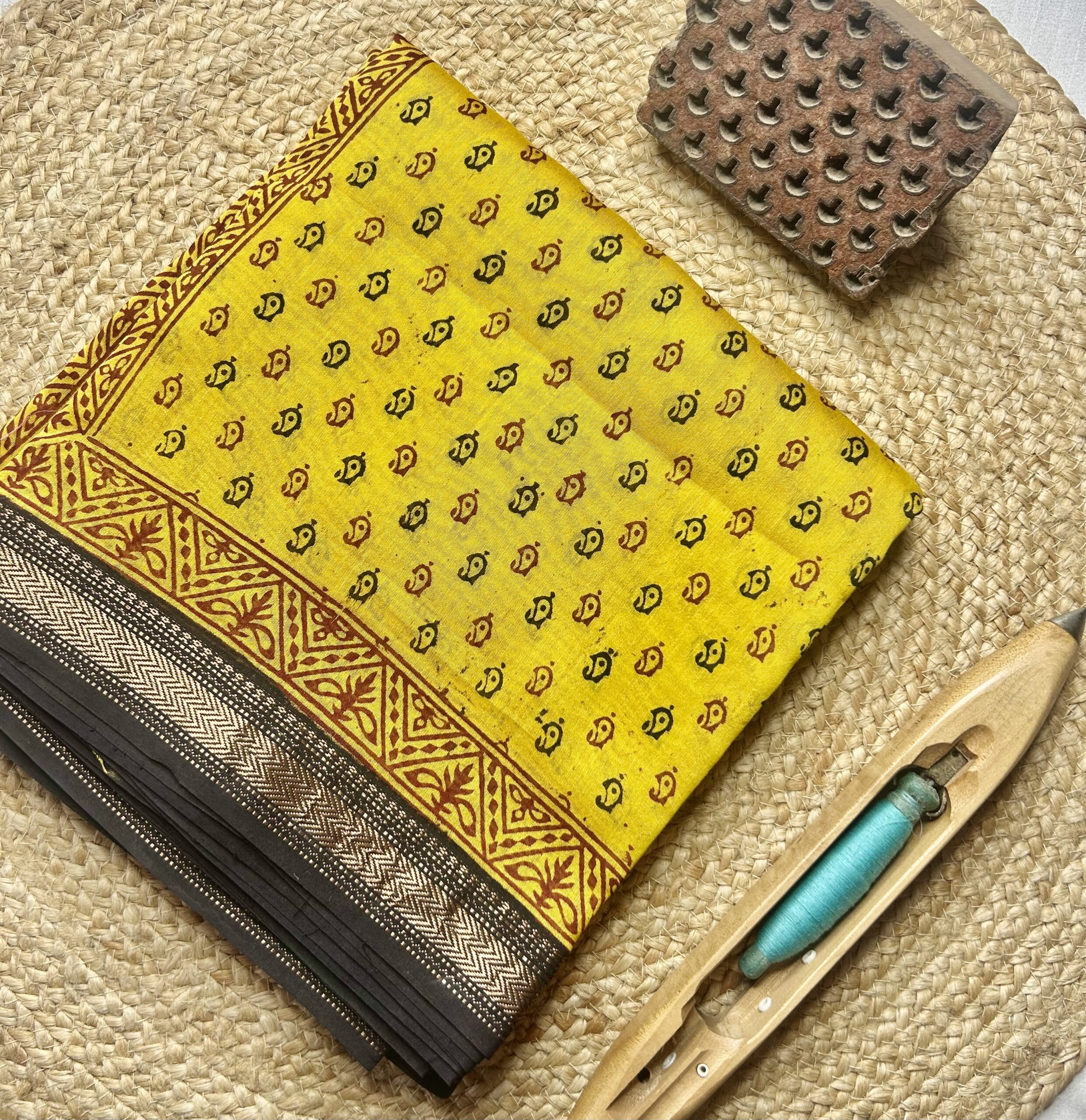 Maheshwari Handloom Silk by Cotton Saree – Bagh Print