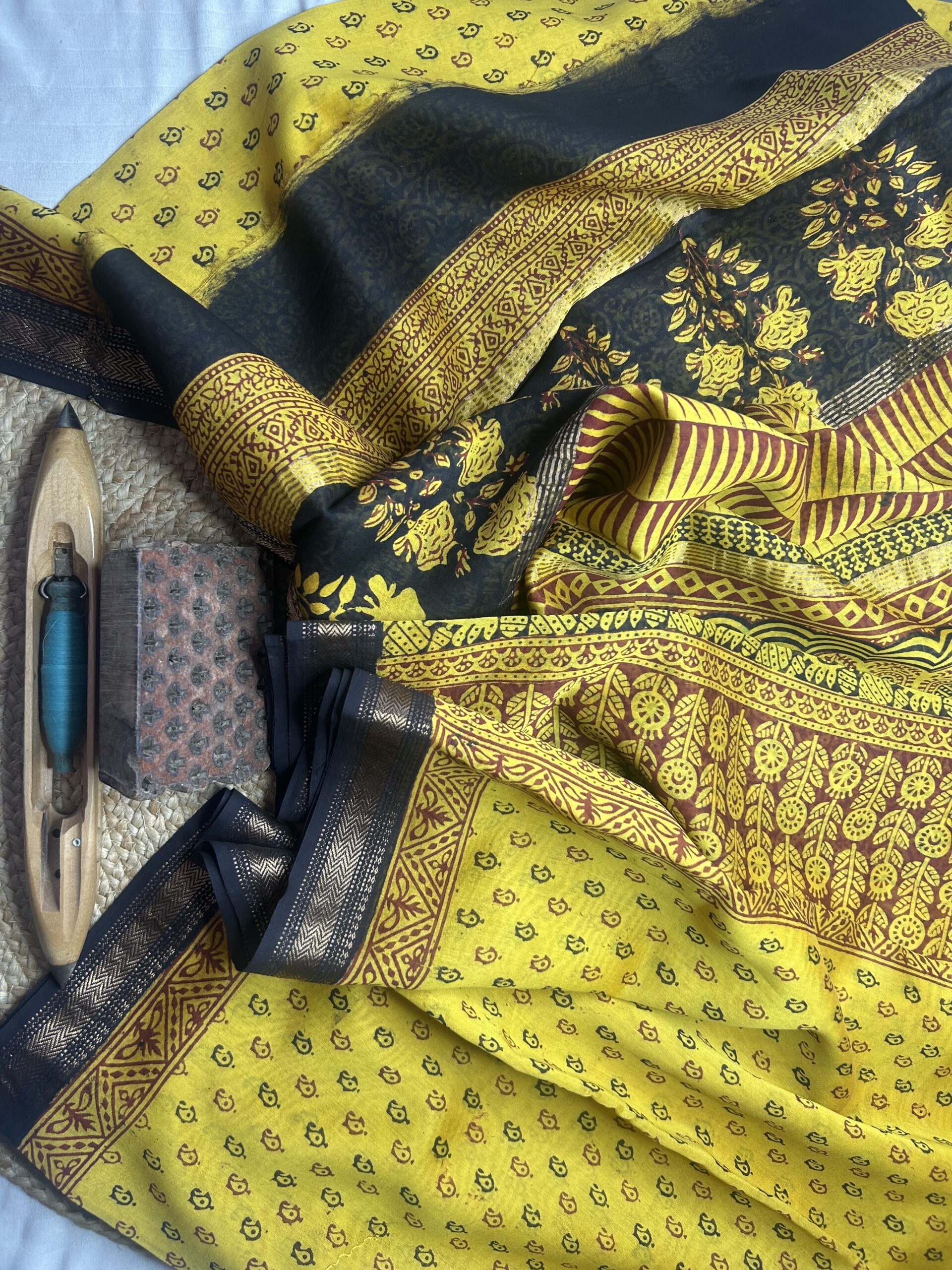 Maheshwari Handloom Silk by Cotton Saree – Bagh Print