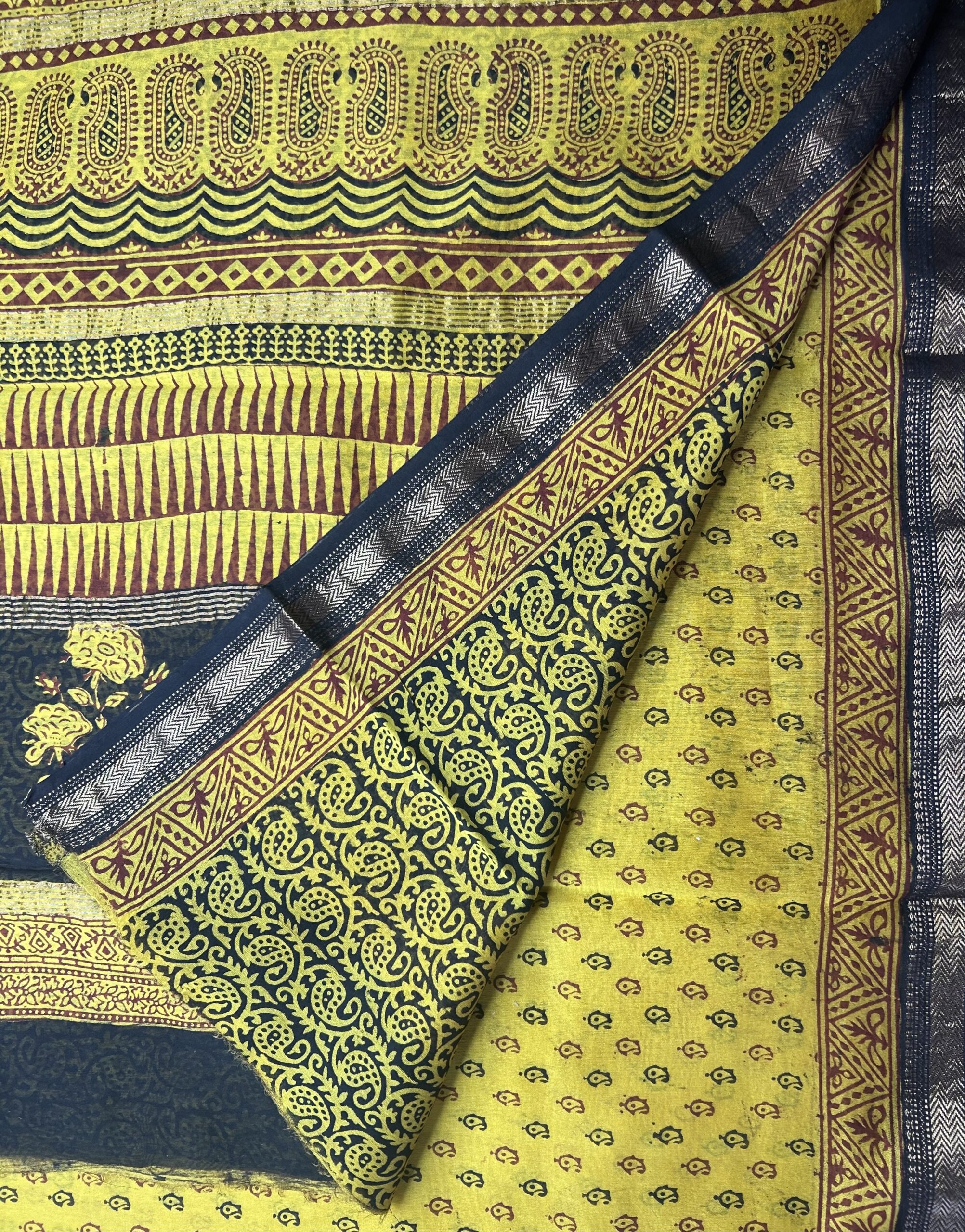 Maheshwari Handloom Silk by Cotton Saree – Bagh Print