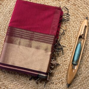 Maheshwari Resham Silver Rassa Border Saree