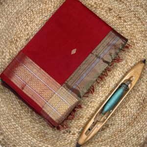 Maheshwari Jari Border Buti Saree | Handloom Silk Cotton Saree