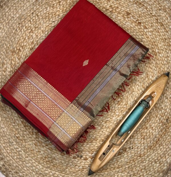 Maheshwari Jari Border Buti Saree | Handloom Silk Cotton Saree
