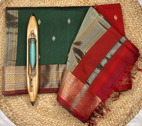 Maheshwari Jari Border Buti Saree