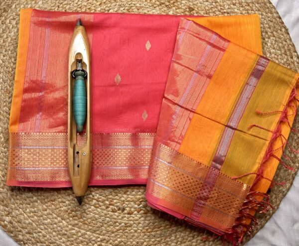 Maheshwari Jari Border Buti Saree | Handloom Silk Cotton Saree