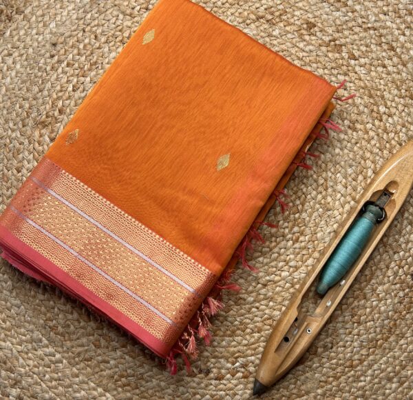 Maheshwari Jari Border Buti Saree | Handloom Silk Cotton Saree