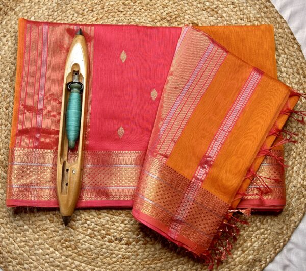 Maheshwari Jari Border Buti Saree | Handloom Silk Cotton Saree
