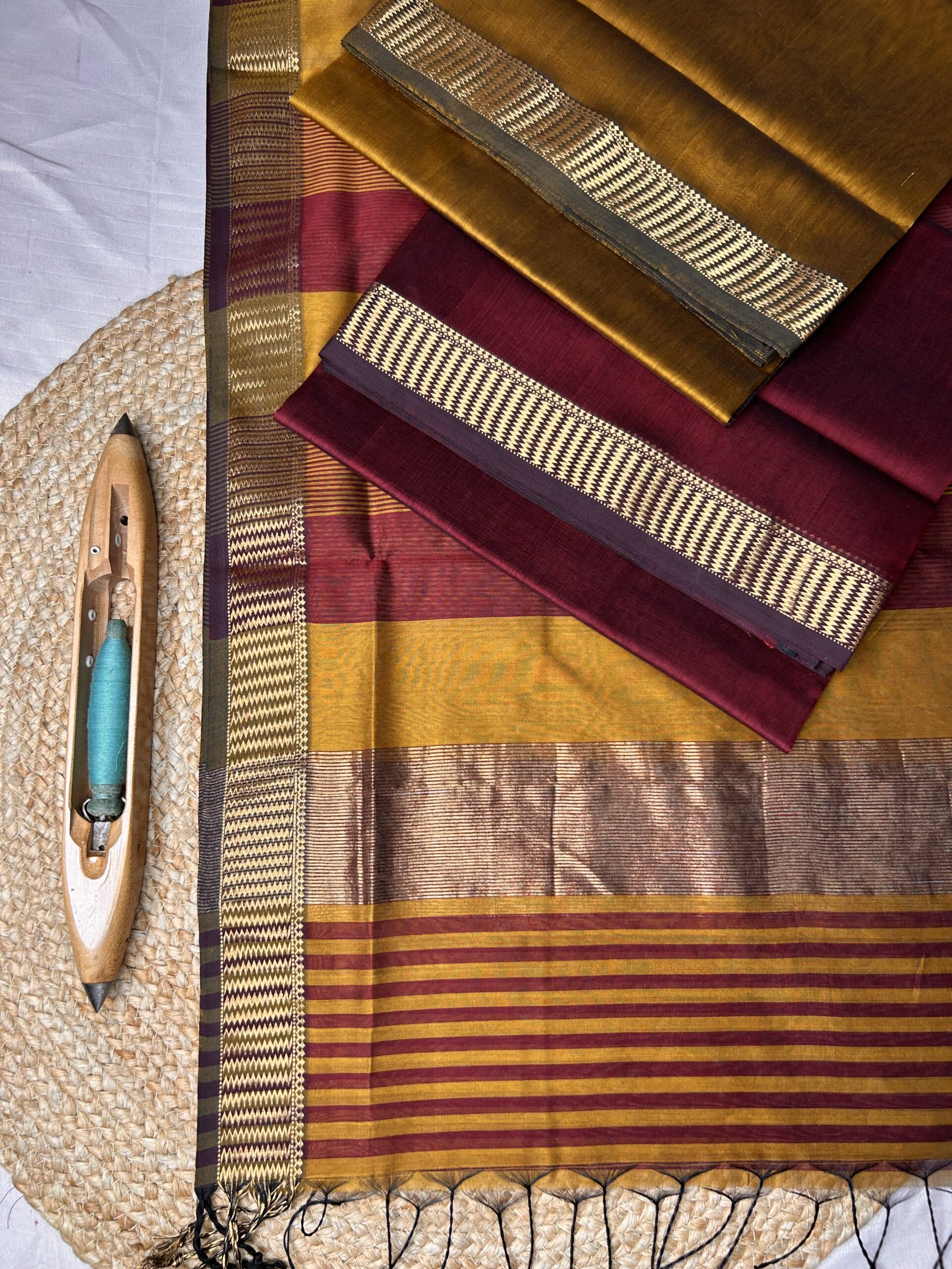 Maheshwari Silk Cotton 3 Piece Suit Set