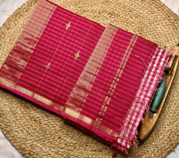 Maheshwari Checks Saree with Buti Palla Red