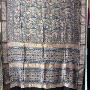 Maheshwari Handloom Silk Cotton Ajrak Print Saree