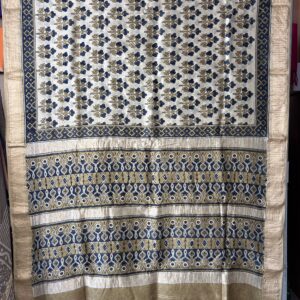 Maheshwari Handloom Silk Cotton Ajrak Print Saree