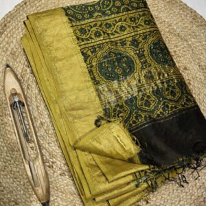 Maheshwari Handloom Silk Cotton Ajrak Print Saree