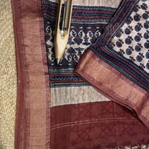 Maheshwari Handloom Silk Cotton Ajrak Print Saree