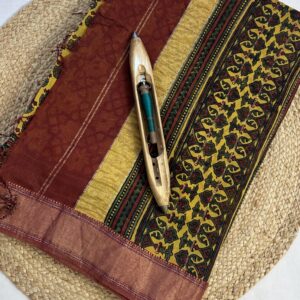 Maheshwari Handloom Silk Cotton Ajrak Print Saree