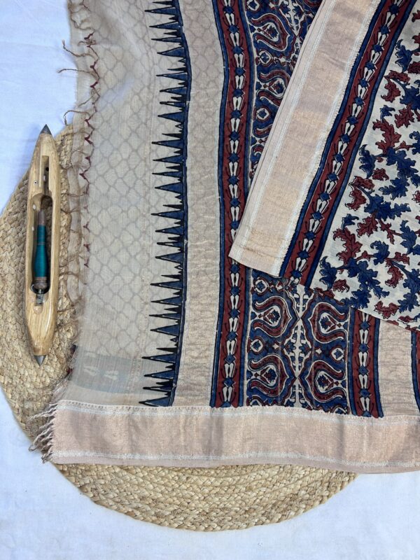 Maheshwari Handloom Silk Cotton Ajrak Print Saree
