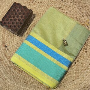 Maheshwari Handloom Silk by Cotton Saree | Resham Border with Jari Mutra | Authentic Handwoven | Gagan Handloom
